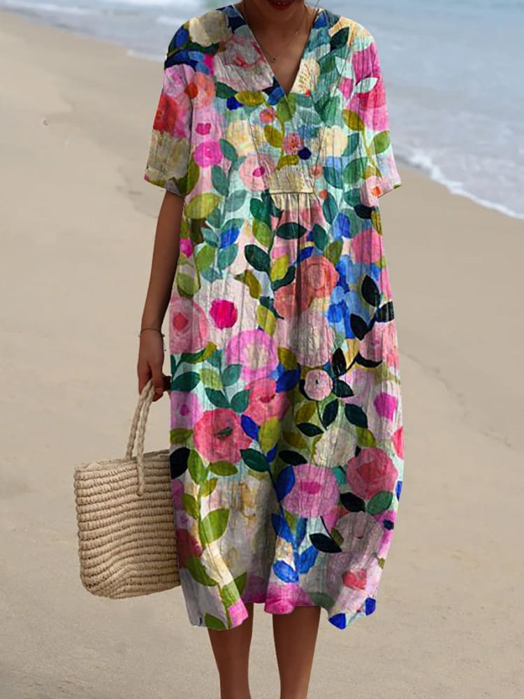 Margaret - Vestido Fluido con Estampado Floral de Jardín