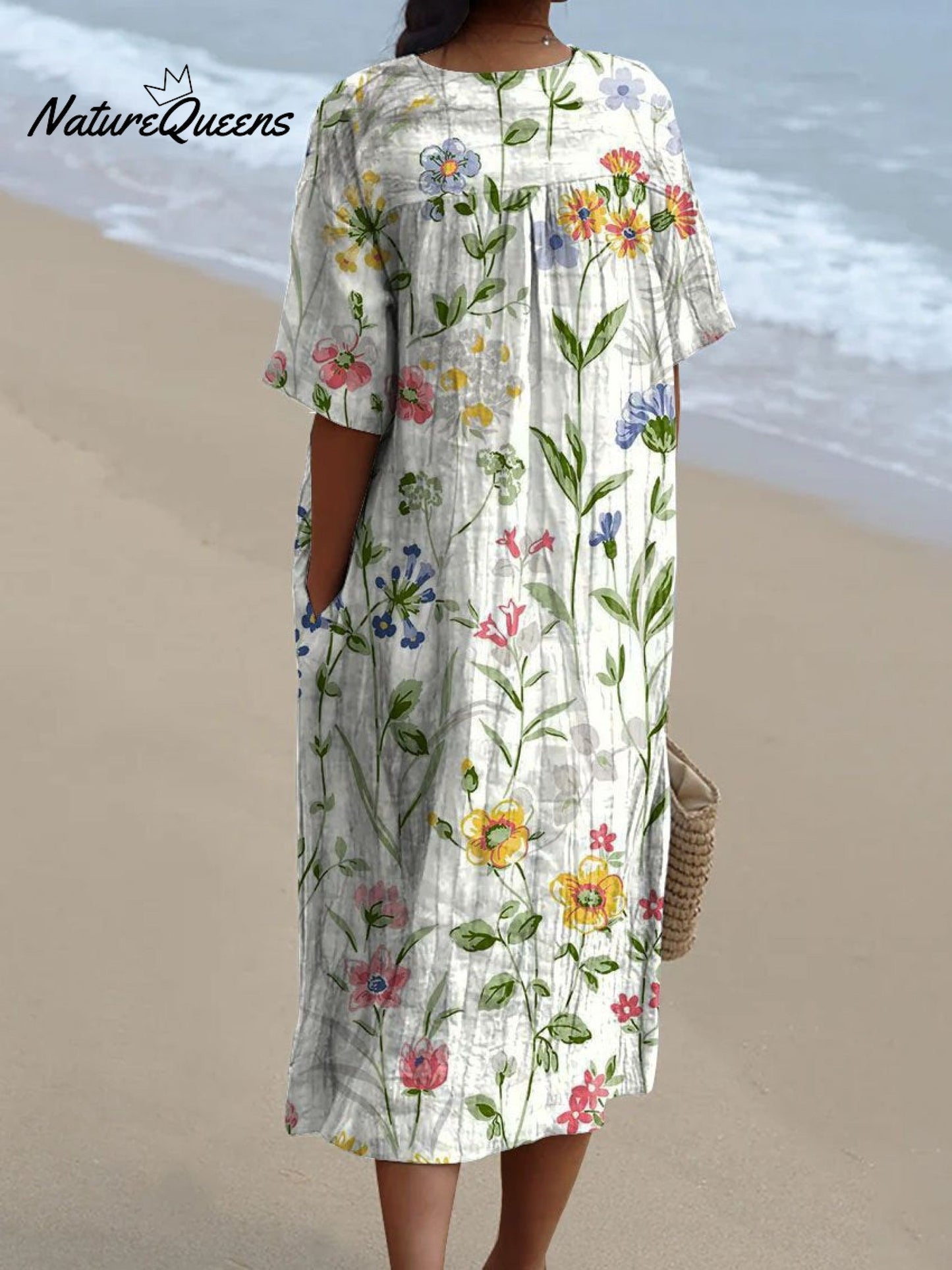 Vestido Casual Fluido Vintage con Flores para Mujer