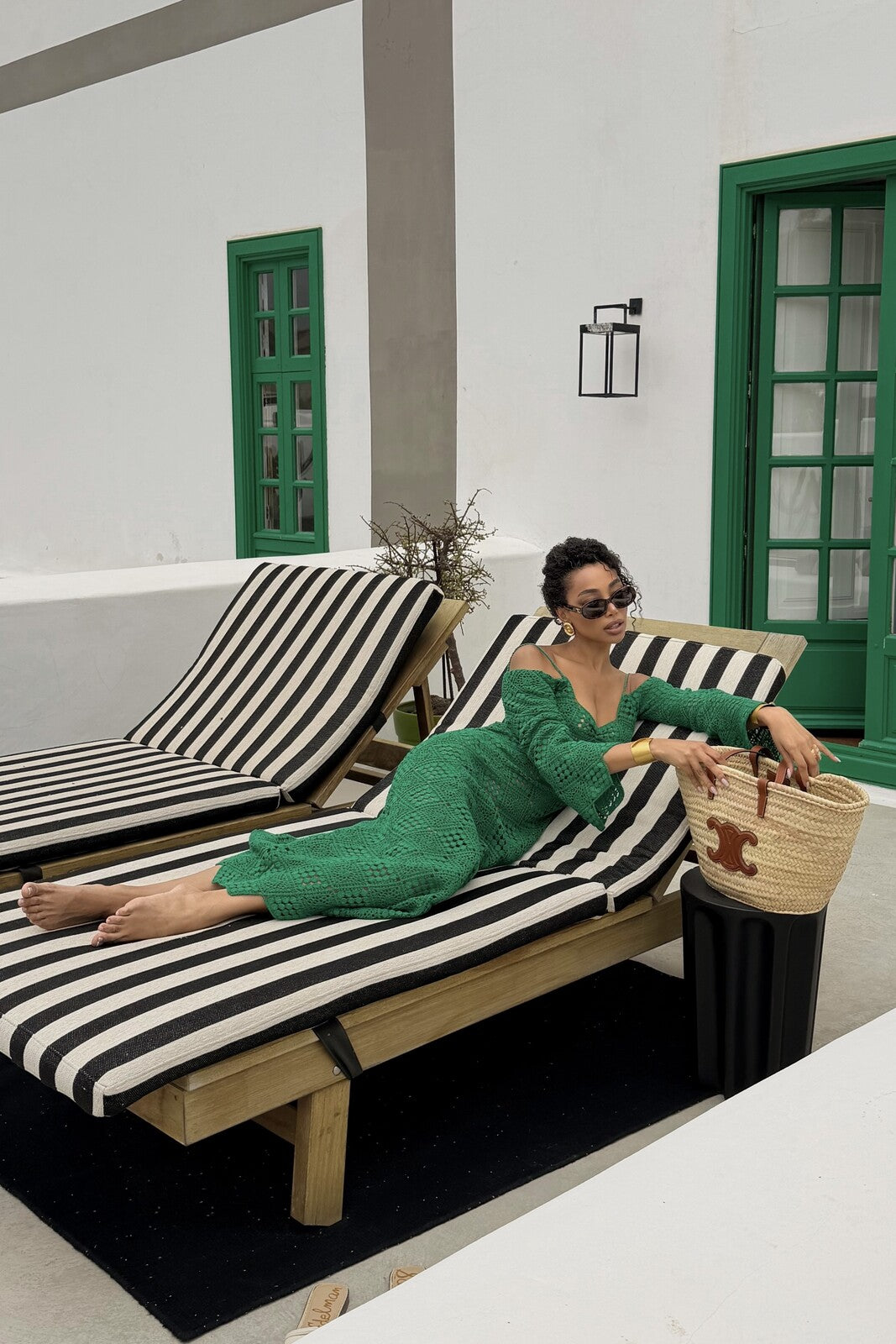 VESTIDO VERDE DE CROCHET MANGA LARGA