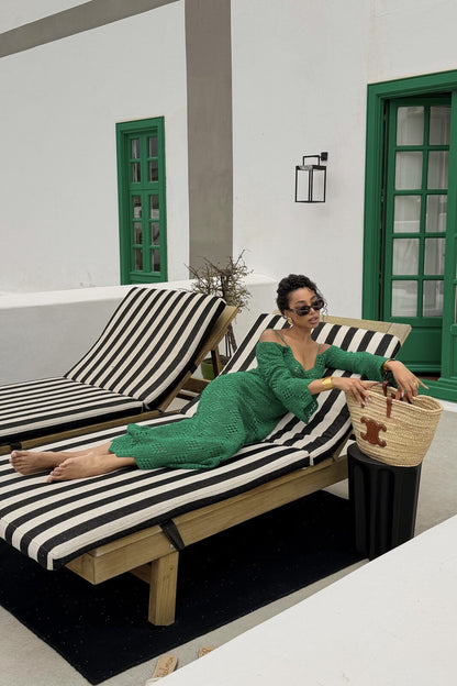 VESTIDO VERDE DE CROCHET MANGA LARGA
