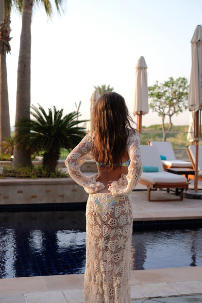 VESTIDO LARGO DE PUNTO BEIGE