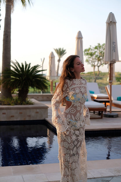 VESTIDO LARGO DE PUNTO BEIGE