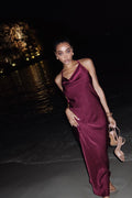 VESTIDO BURDEOS CON TEXTURA