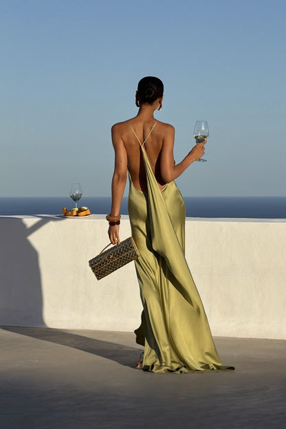 VESTIDO LARGO VERDE OLIVA
