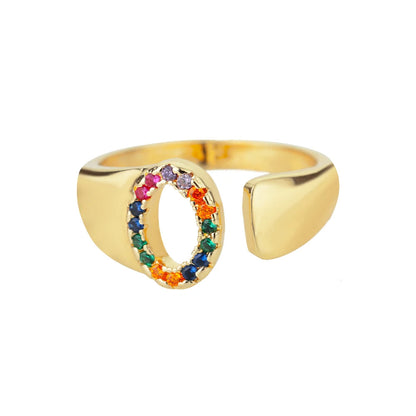 Anillo de Oro con Letra Personalizada (Ajustable)