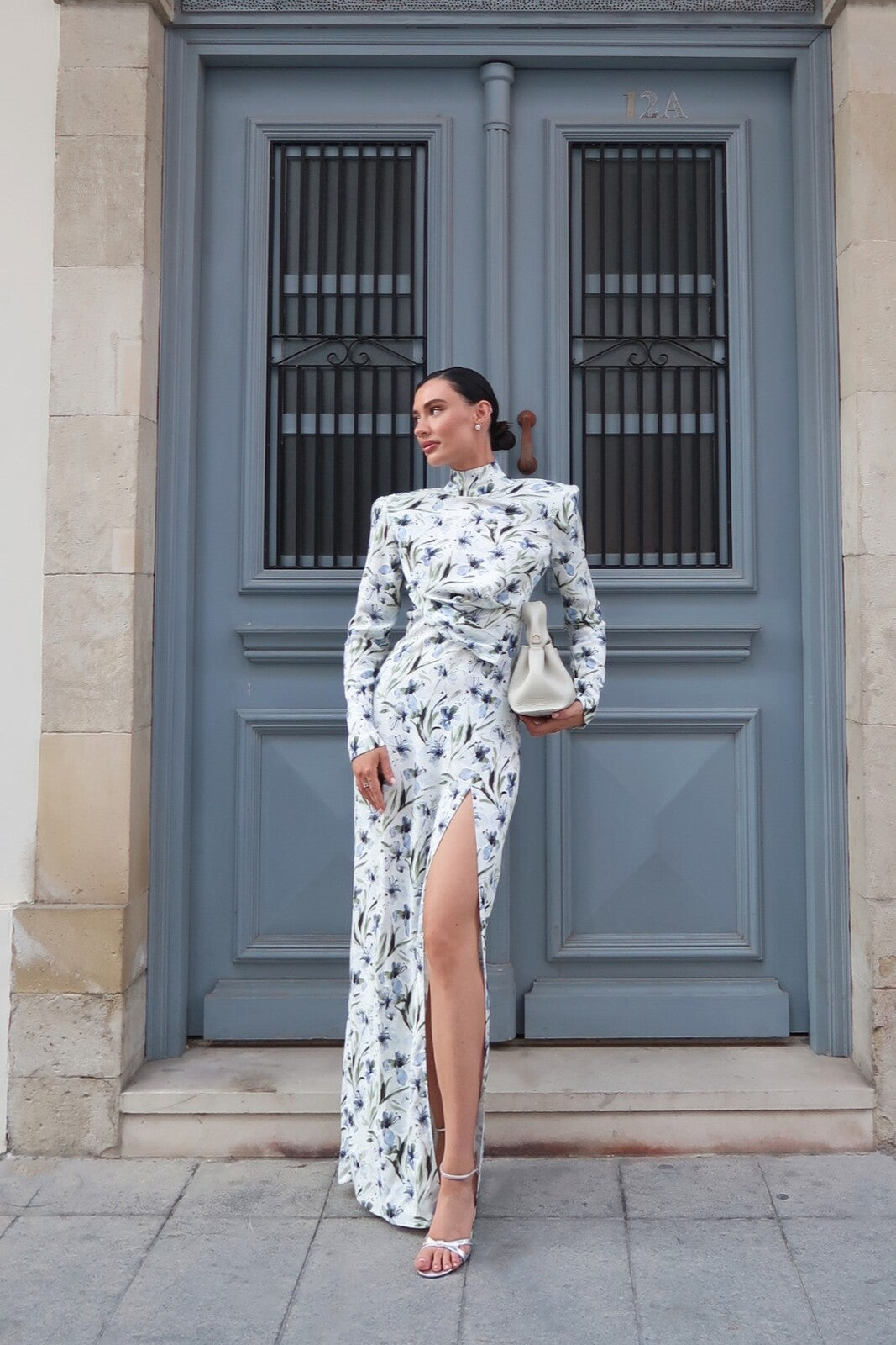 VESTIDO DE LINO FLORAL AZUL