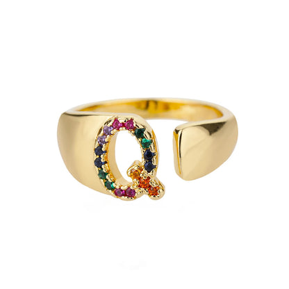Anillo de Oro con Letra Personalizada (Ajustable)