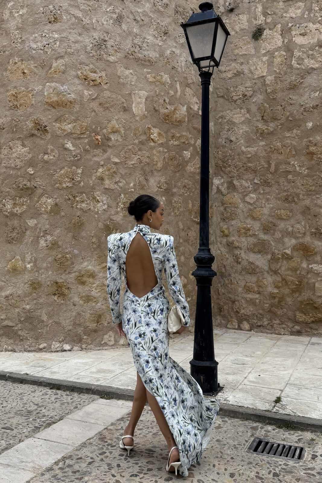 VESTIDO DE LINO FLORAL AZUL