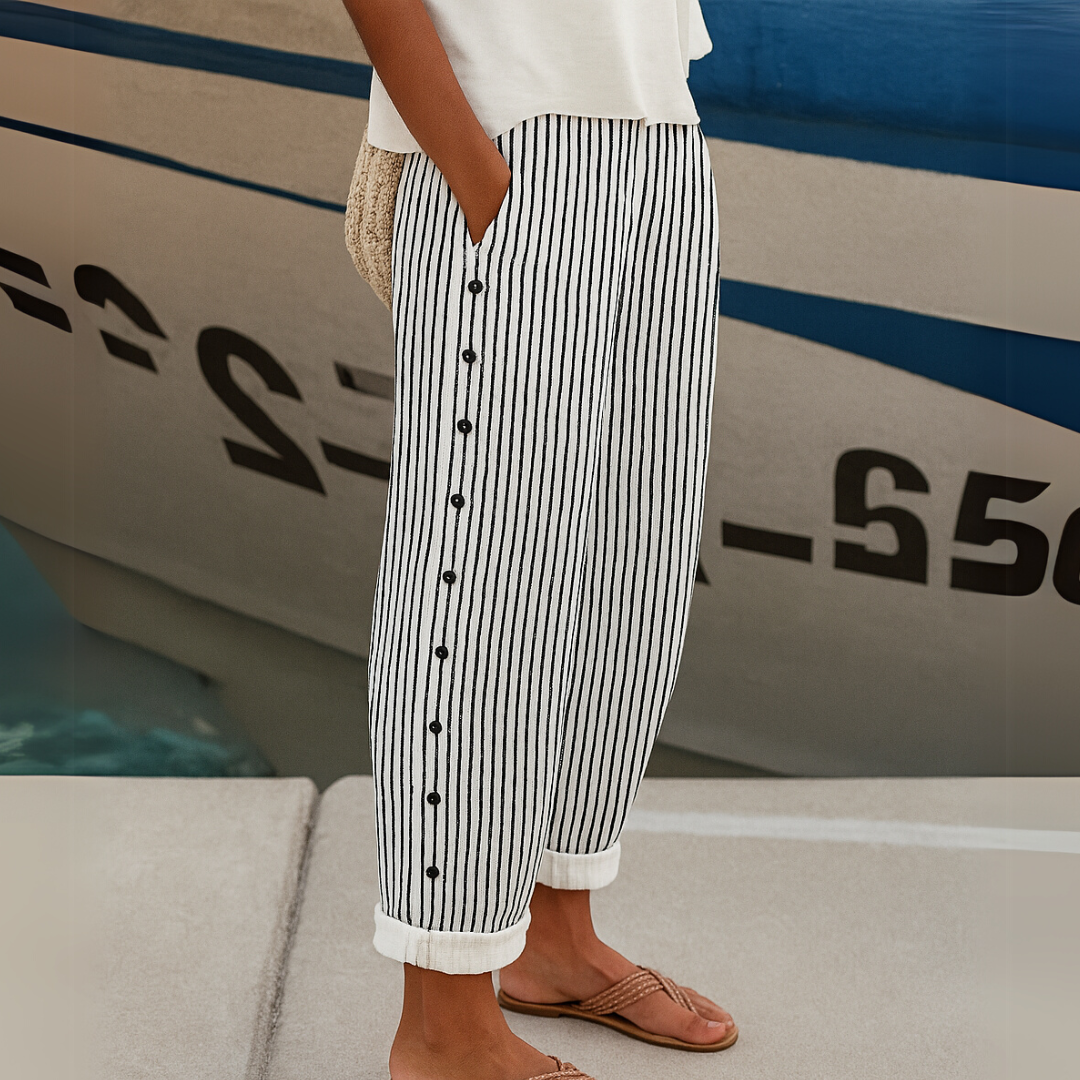 REA | PANTALONES CASUALES A RAYAS CÓMODOS