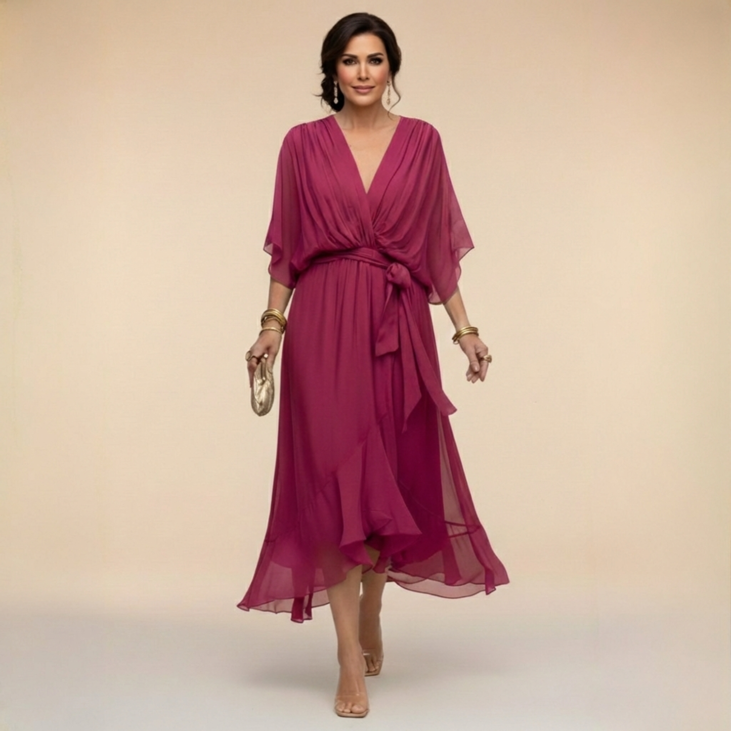 Vestido Monica™ - Chifón con Escote en V