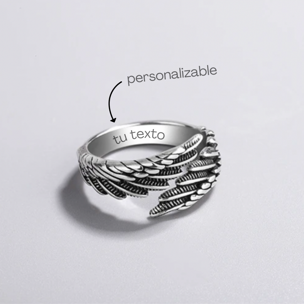 Alas De Ángel™ | Anillo Personalizado y Ajustable Con Nombre