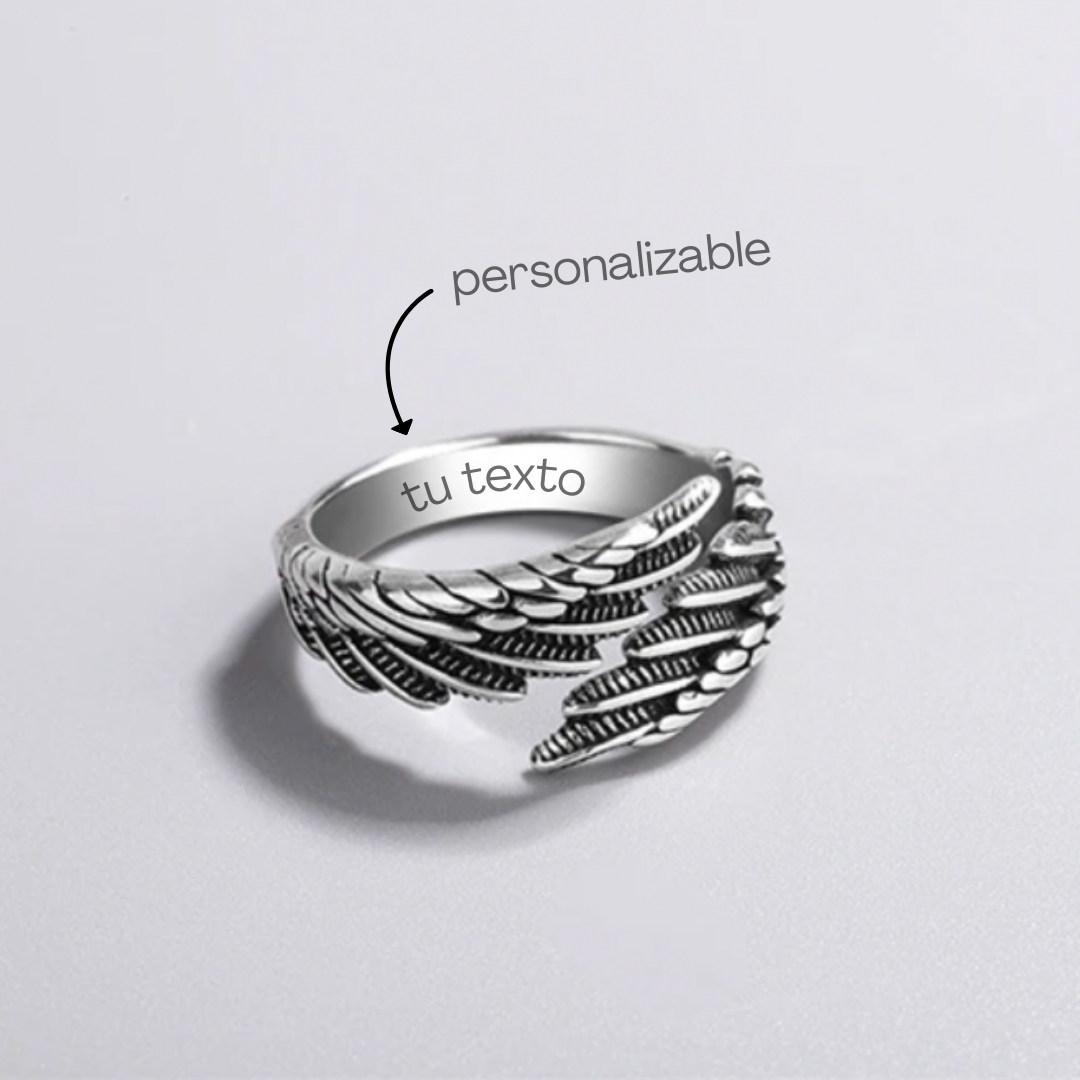Alas De Ángel™ | Anillo Personalizado y Ajustable Con Nombre