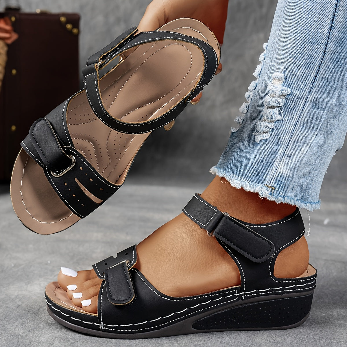Célima - Sandalias Efecto Piel con Suela Ergonómica