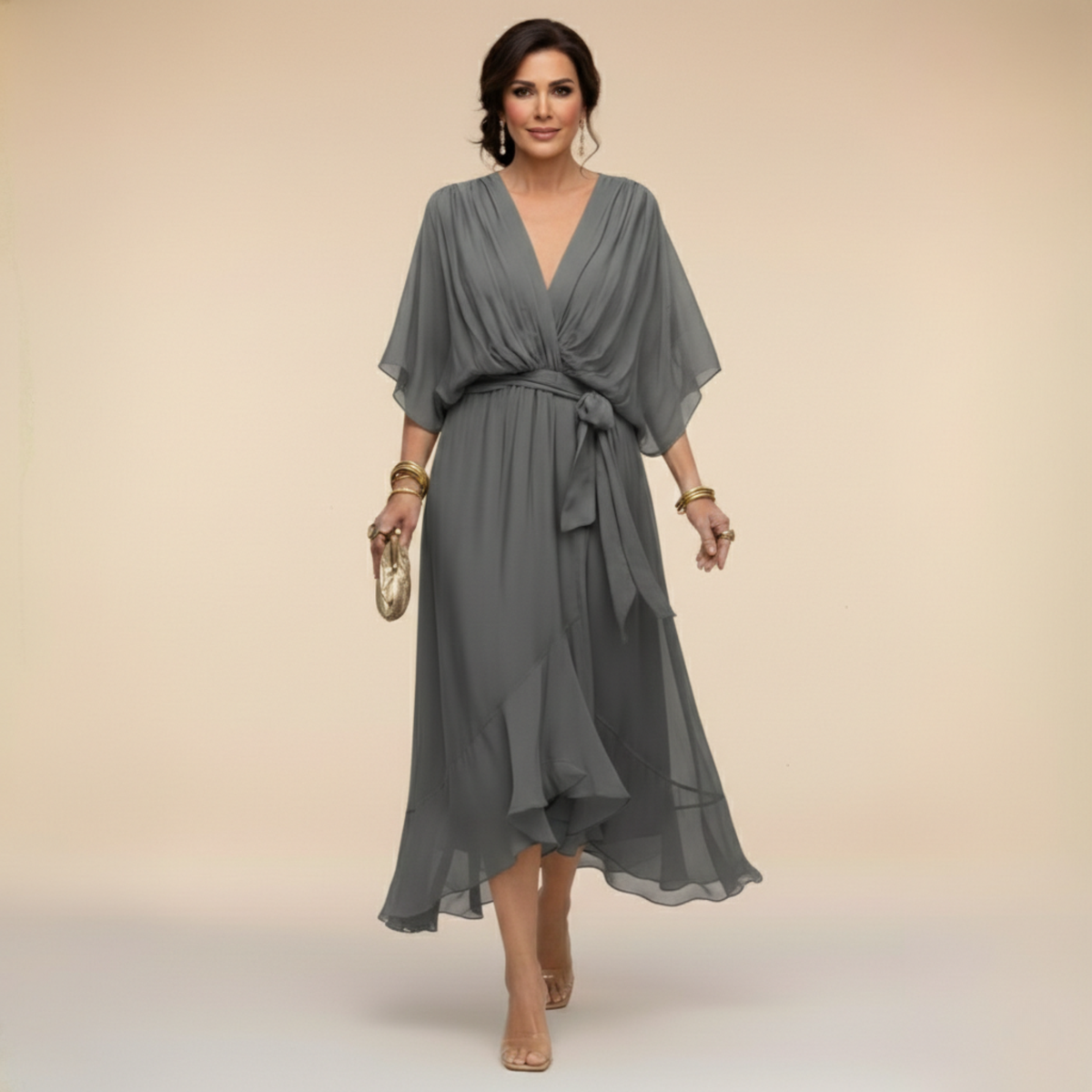 Vestido Monica - Chifón con Escote en V