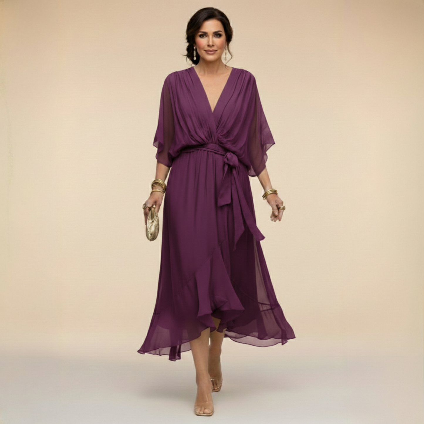 Vestido Monica™ - Chifón con Escote en V