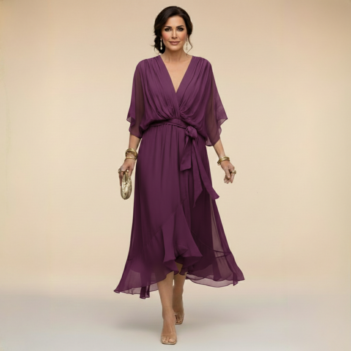Vestido Monica - Chifón con Escote en V