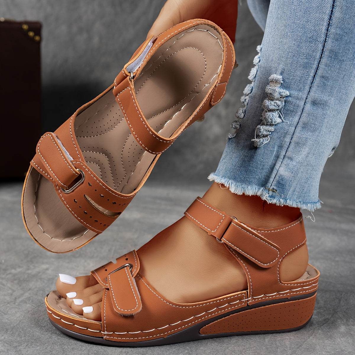 Célima - Sandalias Efecto Piel con Suela Ergonómica