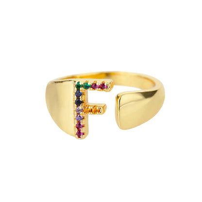Anillo de Oro con Letra Personalizada (Ajustable)
