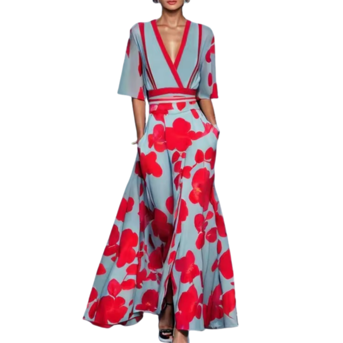 Vestido Noelle - Floral con Escote en V