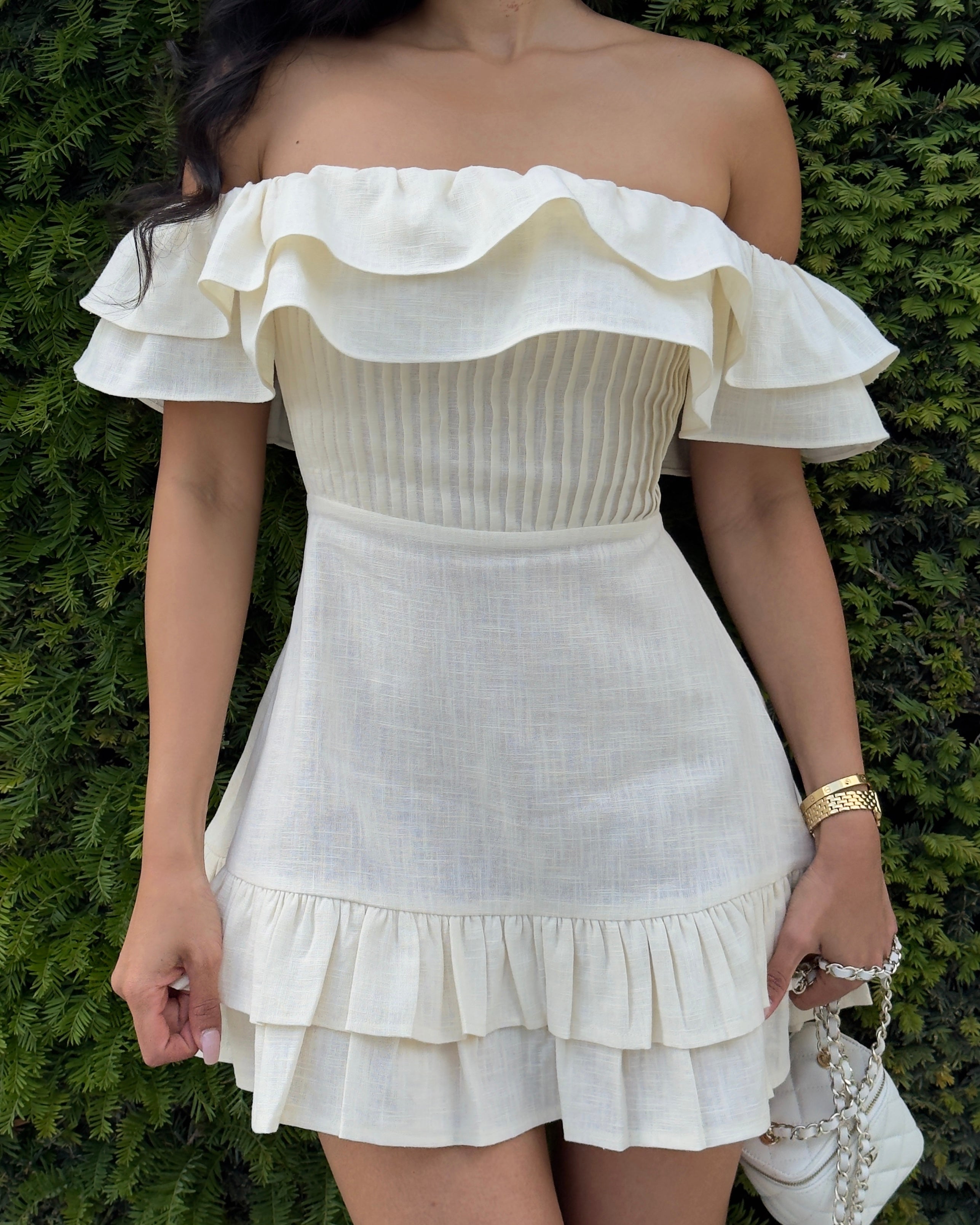 El Mini Vestido Bardot en Lino Puro