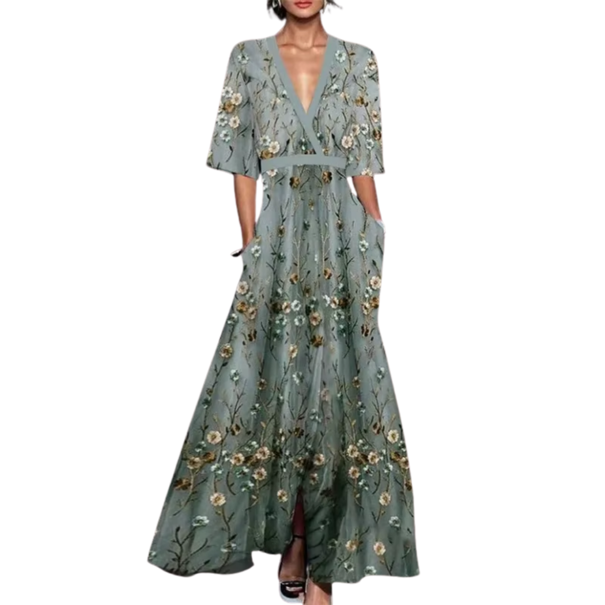 Vestido Noelle - Floral con Escote en V