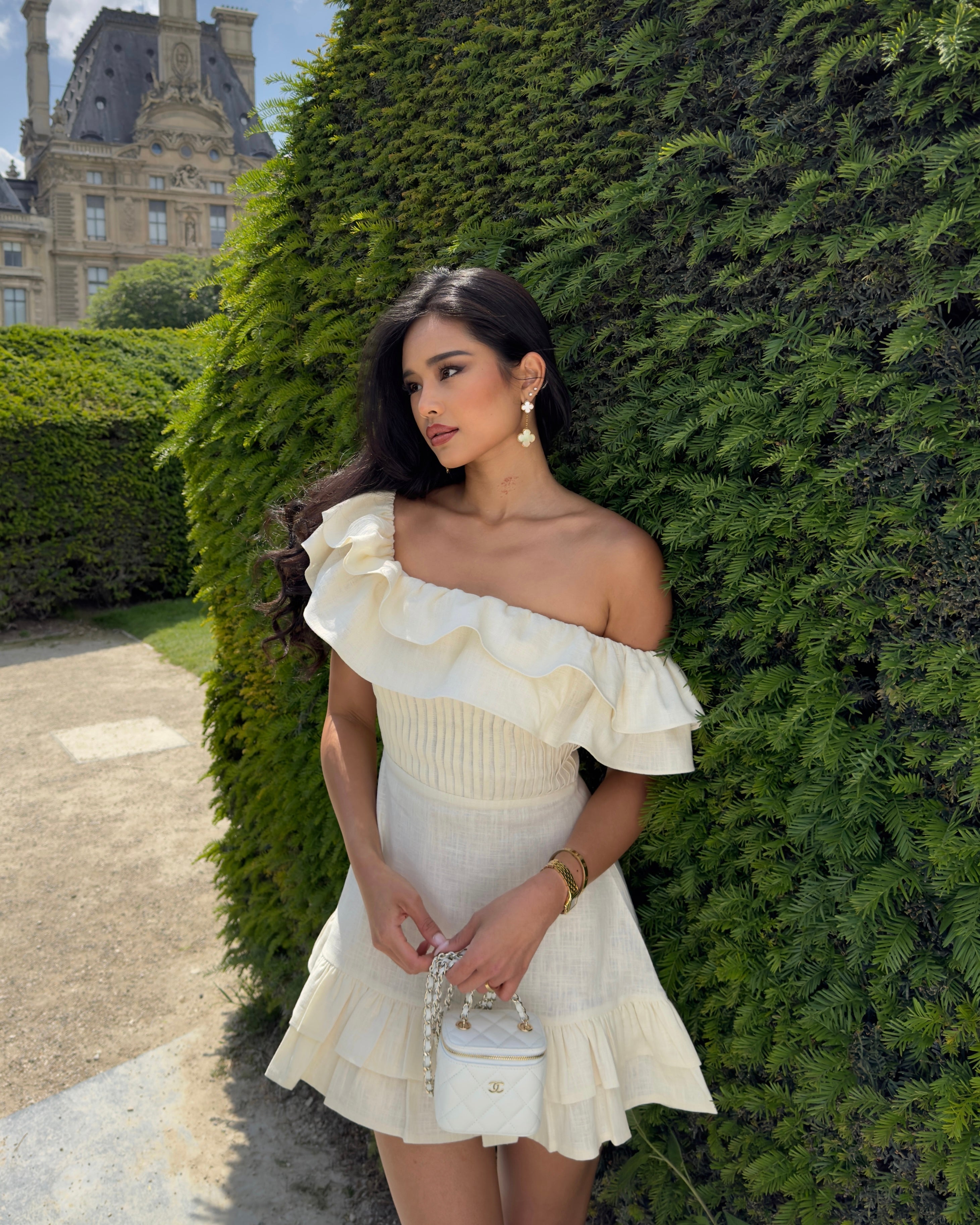 El Mini Vestido Bardot en Lino Puro
