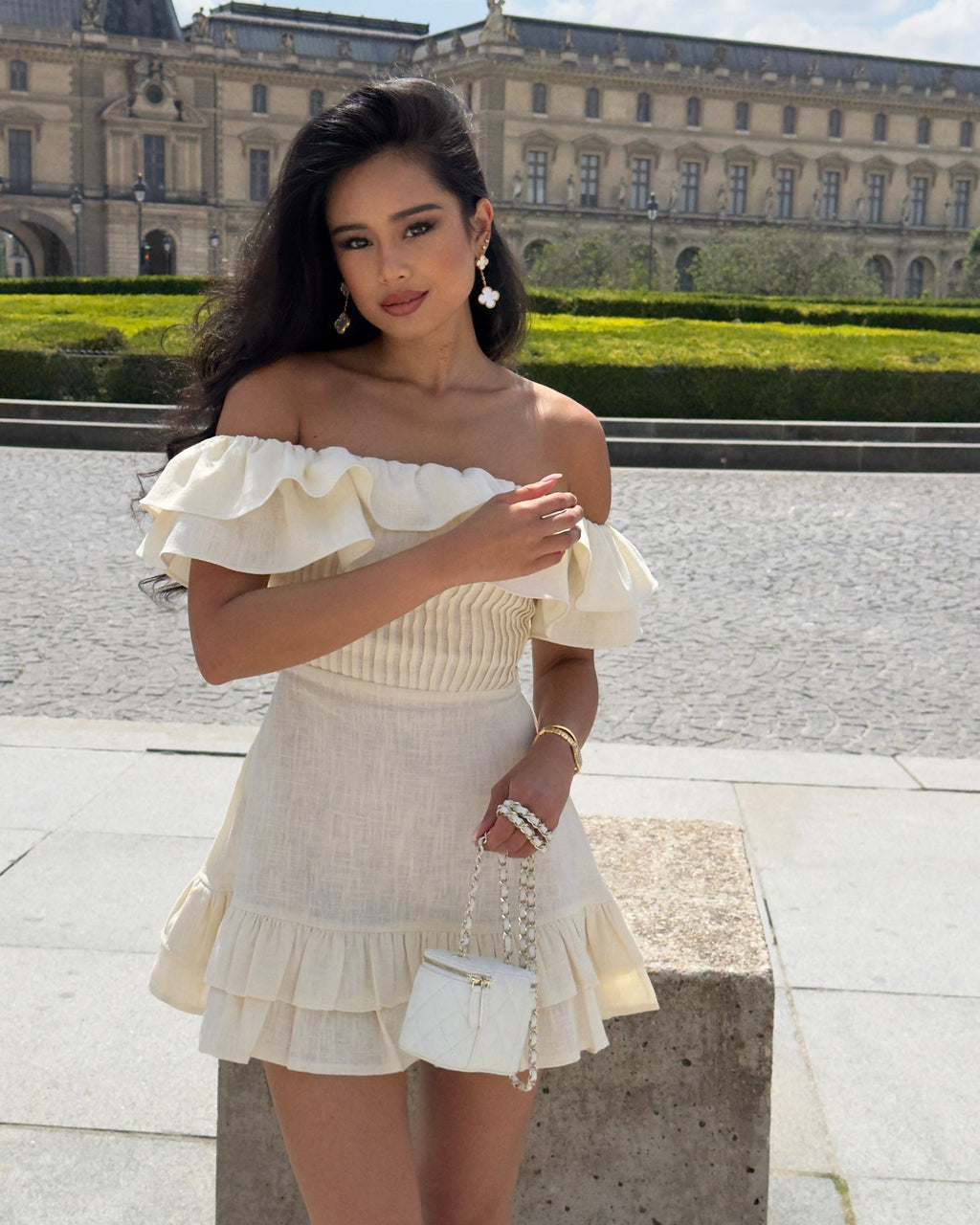 El Mini Vestido Bardot en Lino Puro