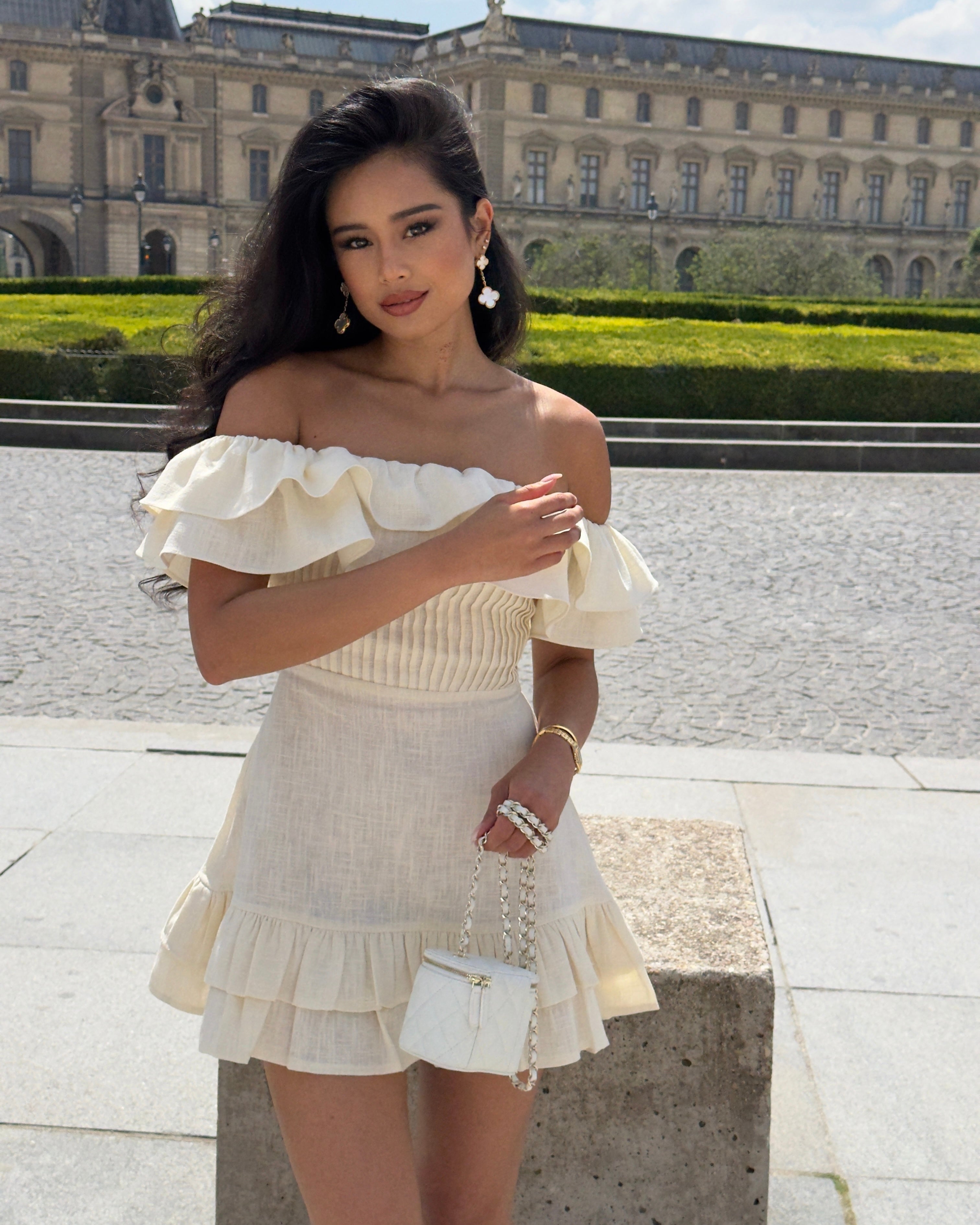 El Mini Vestido Bardot en Lino Puro