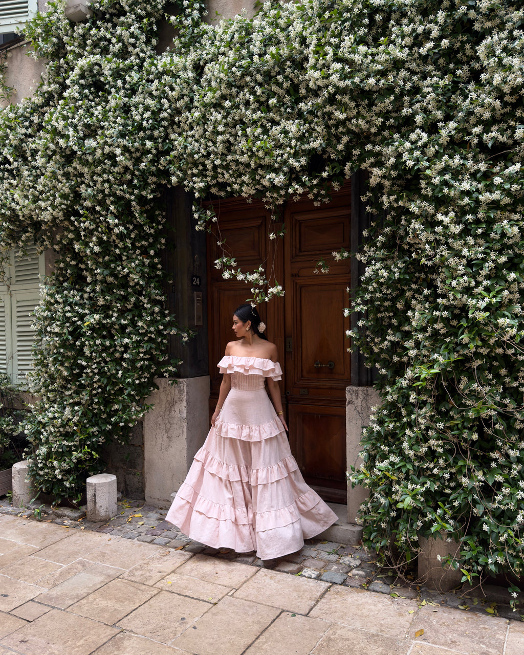El Maxi Vestido Bardot en Lino Puro
