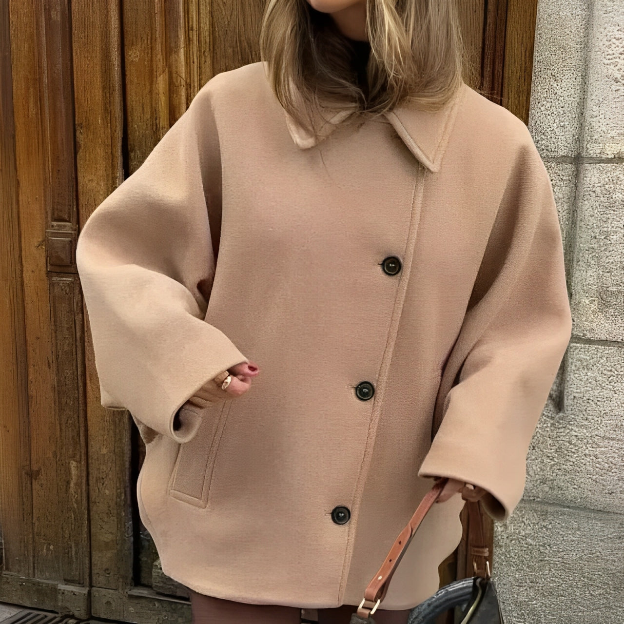 Evelyn Women's Wool Coat - Mid-Length, Camel