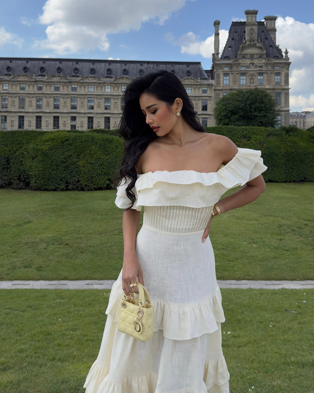 El Maxi Vestido Bardot en Lino Puro
