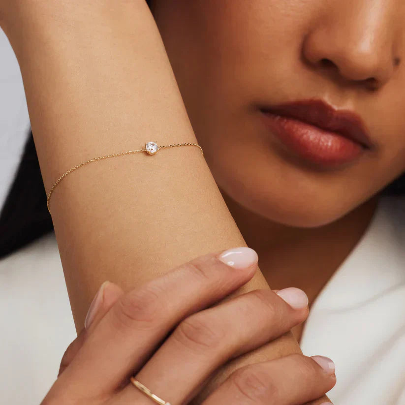 Pulsera Diamante de Piedra | Oro Blanco