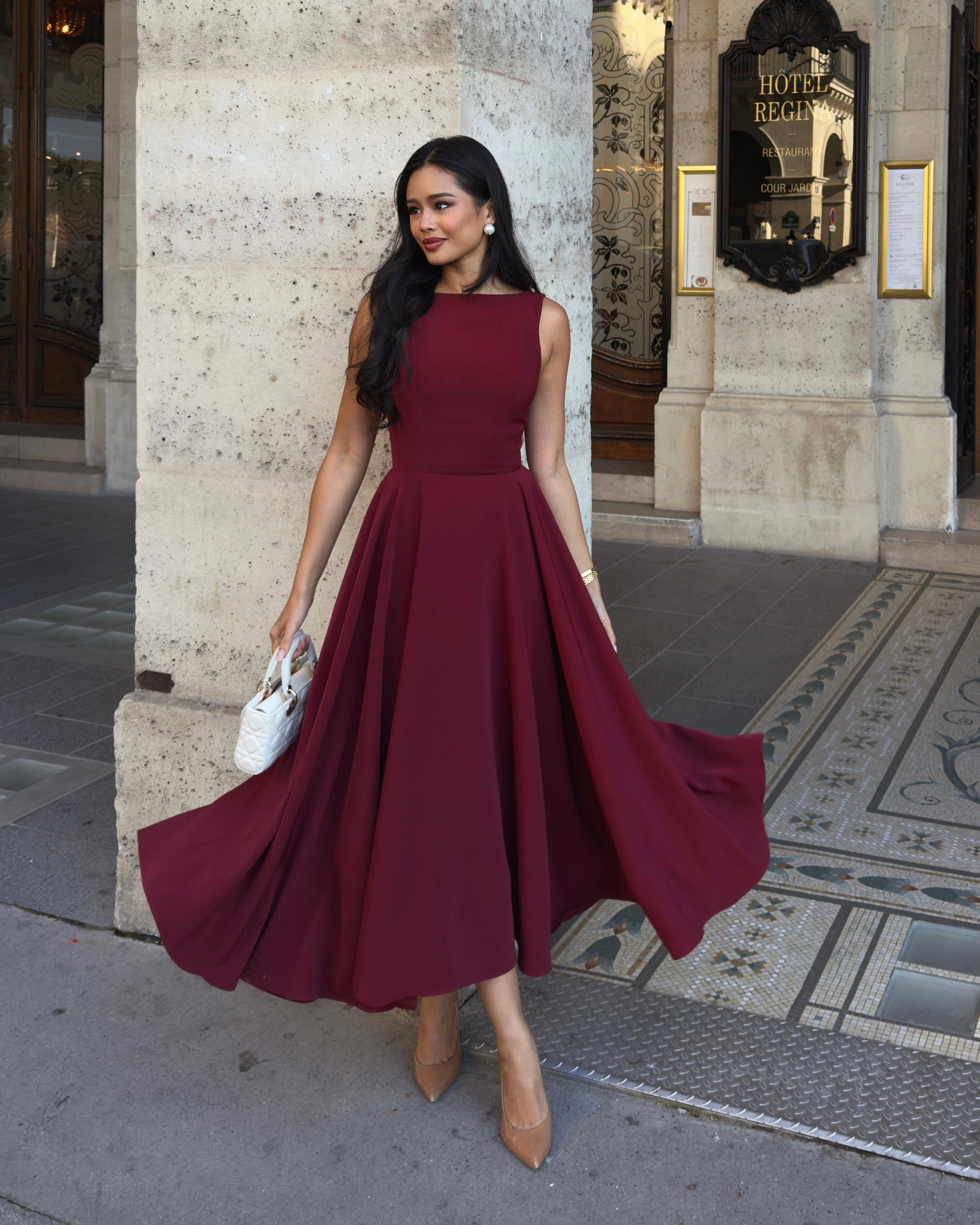 El Vestido Midi Diana en Rojo Vino🍷