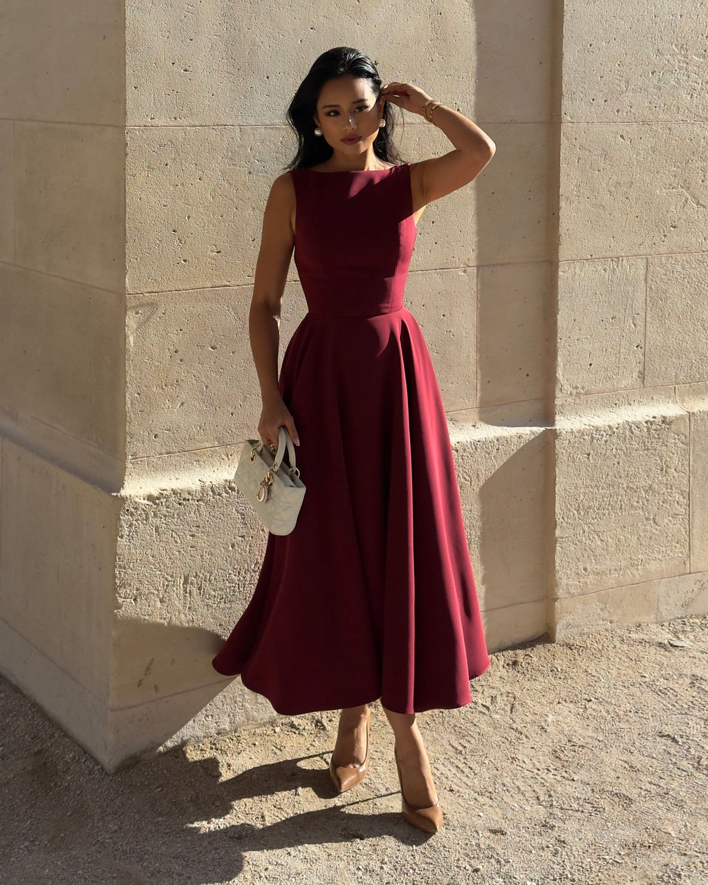 El Vestido Midi Diana en Rojo Vino🍷