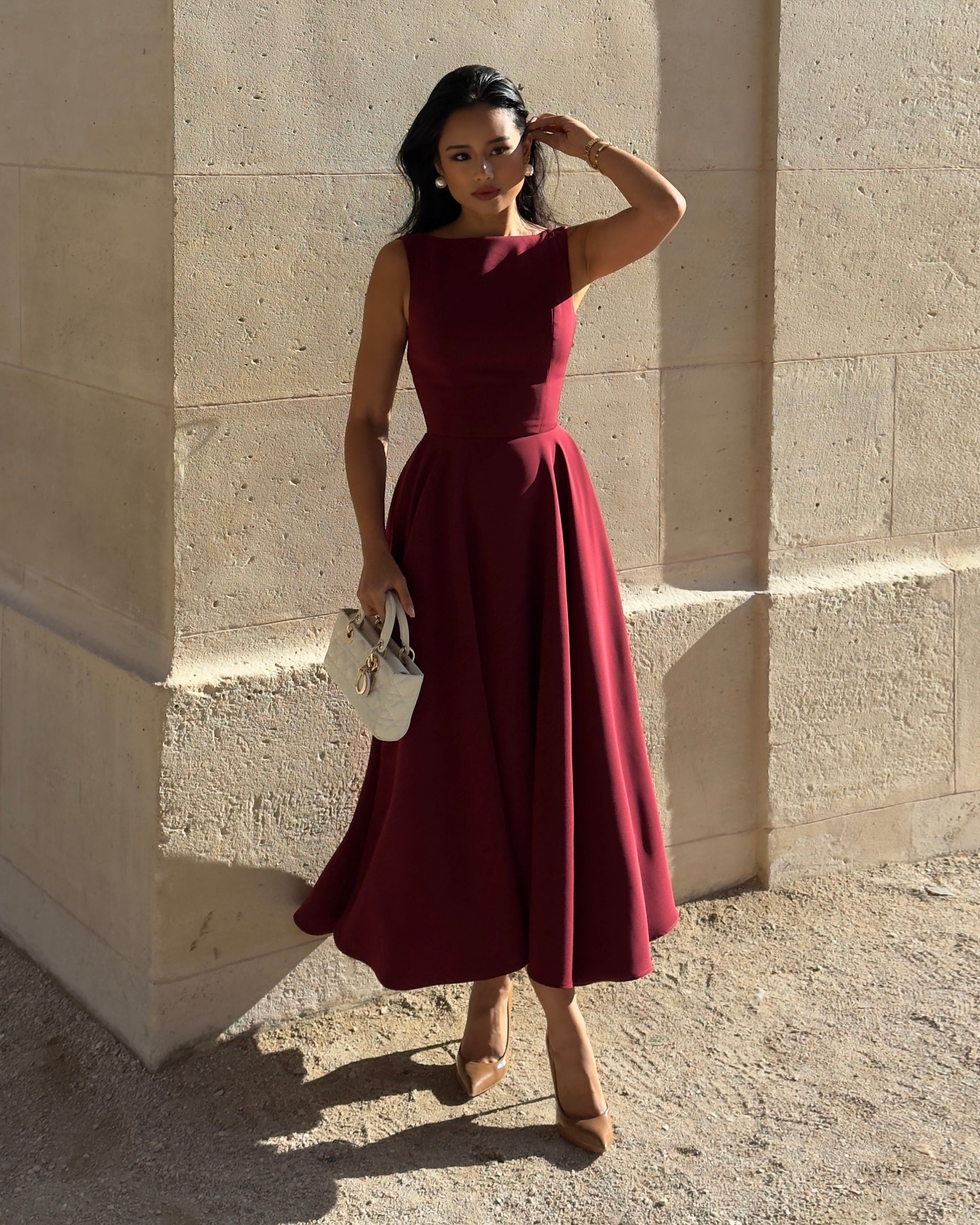 El Vestido Midi Diana en Rojo Vino🍷