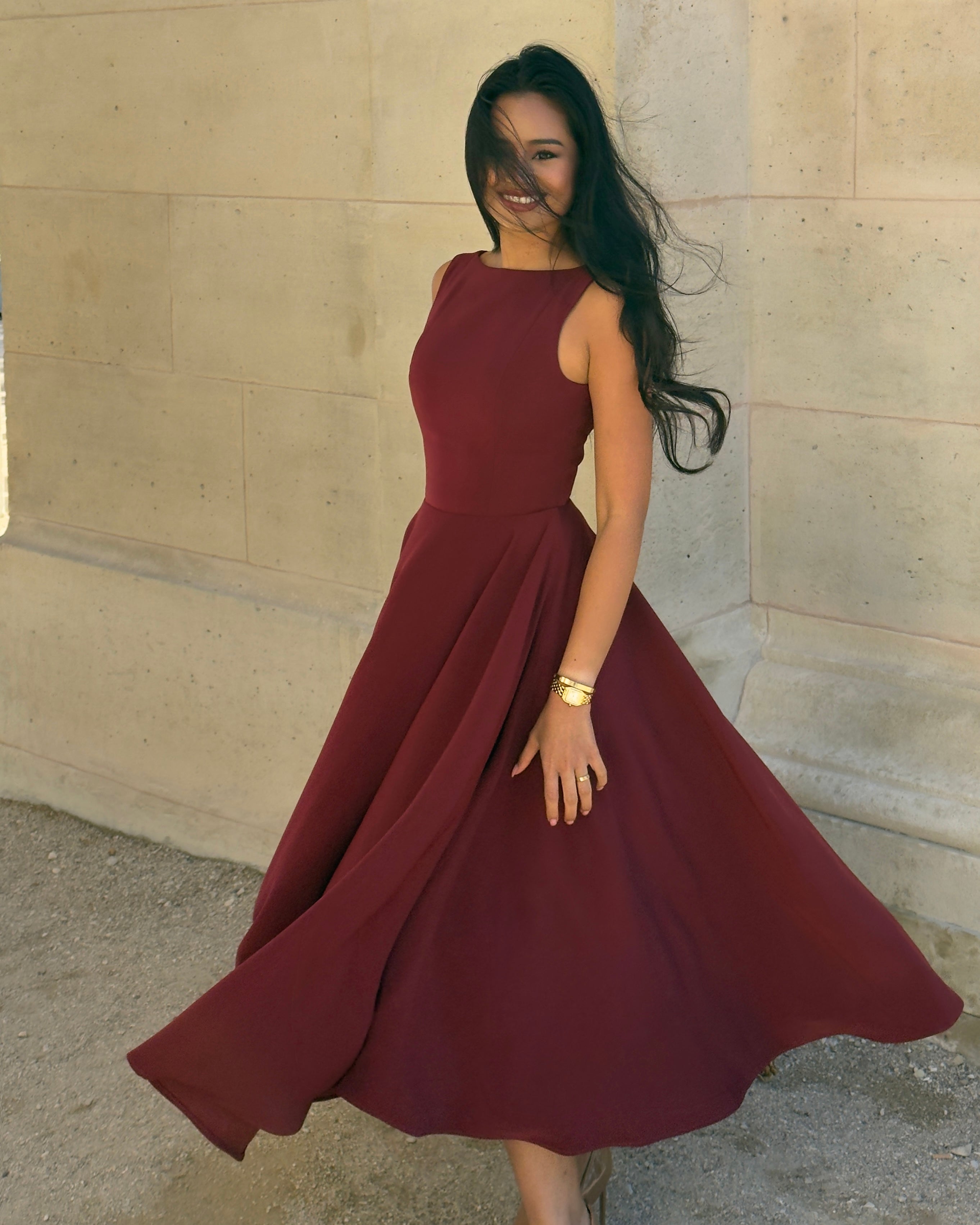 El Vestido Midi Diana en Rojo Vino🍷