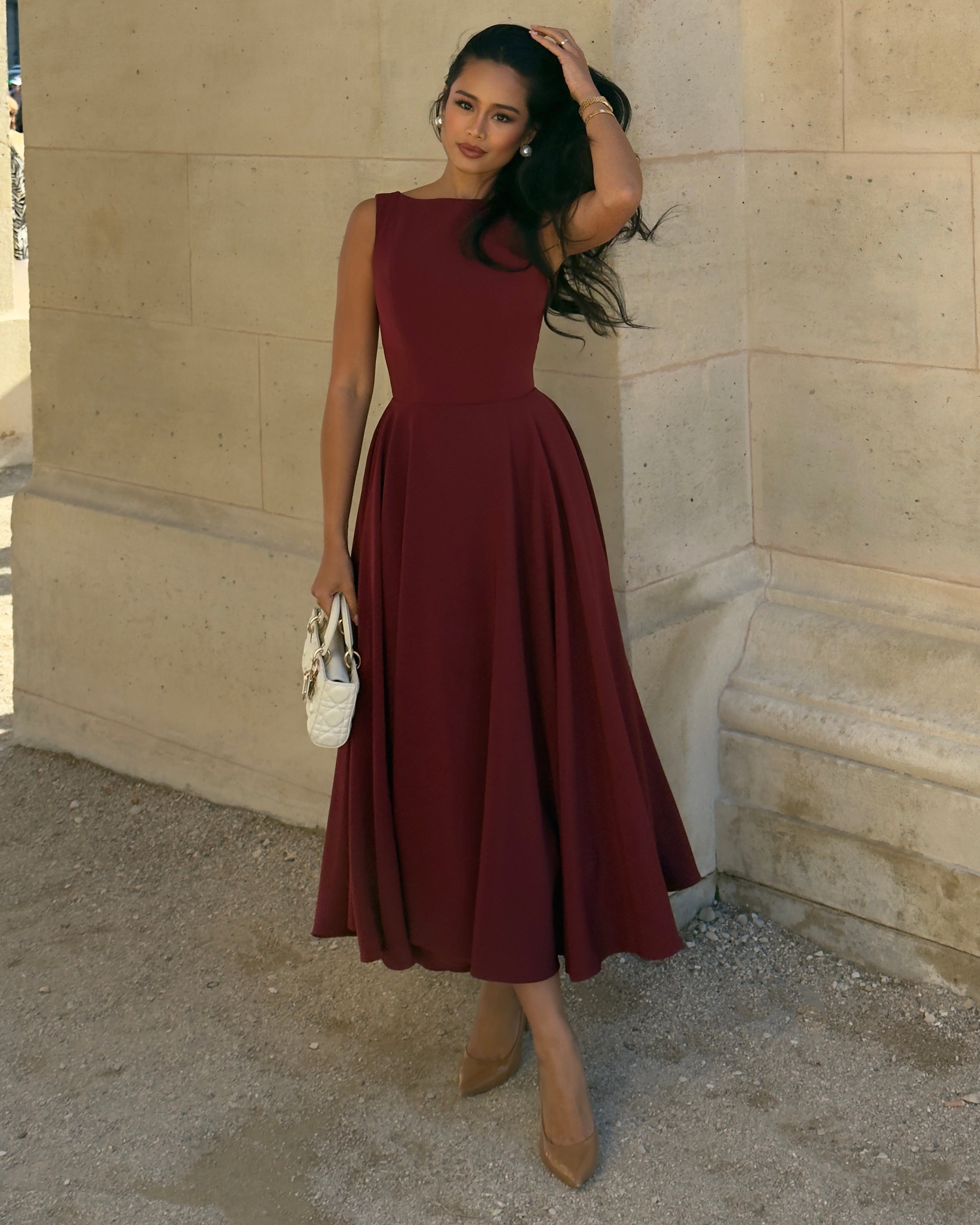 El Vestido Midi Diana en Rojo Vino🍷