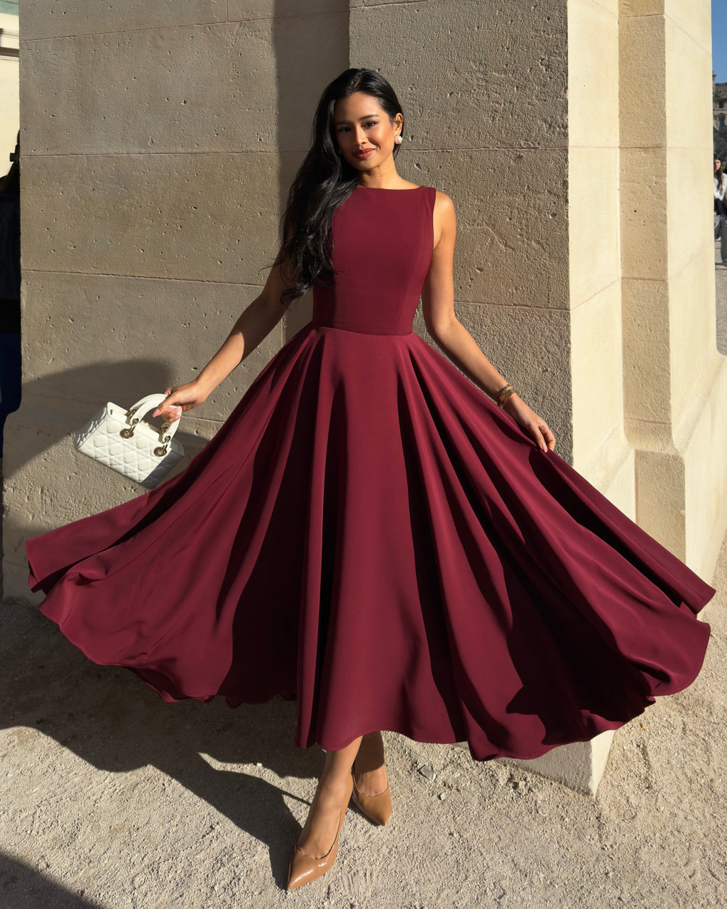 El Vestido Midi Diana en Rojo Vino🍷