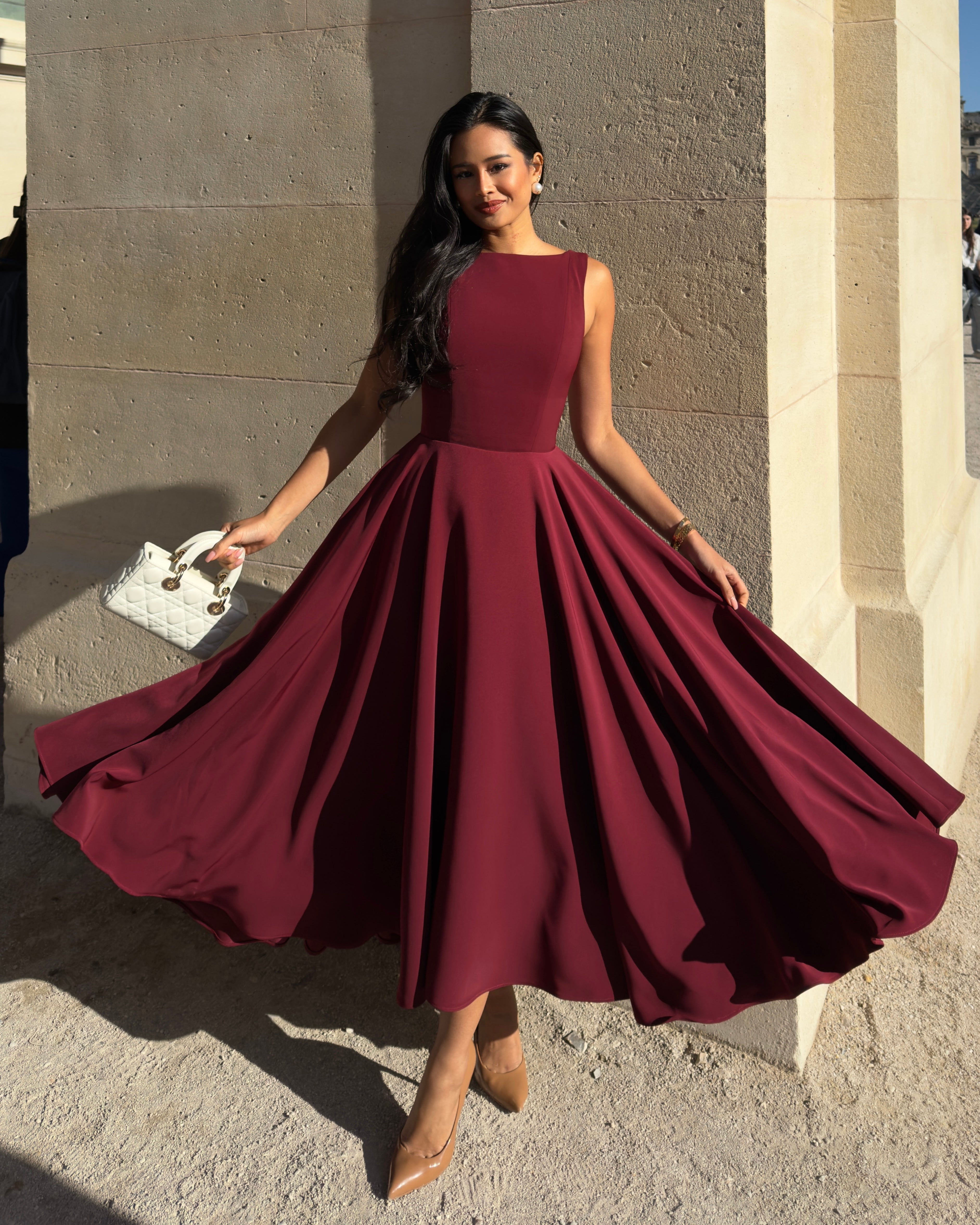 El Vestido Midi Diana en Rojo Vino🍷