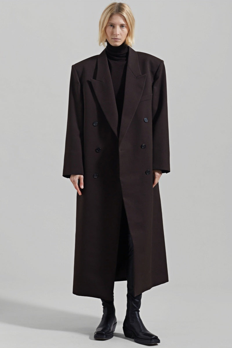Kelly Women's Double-Breasted Coat - Maxi, Elegant