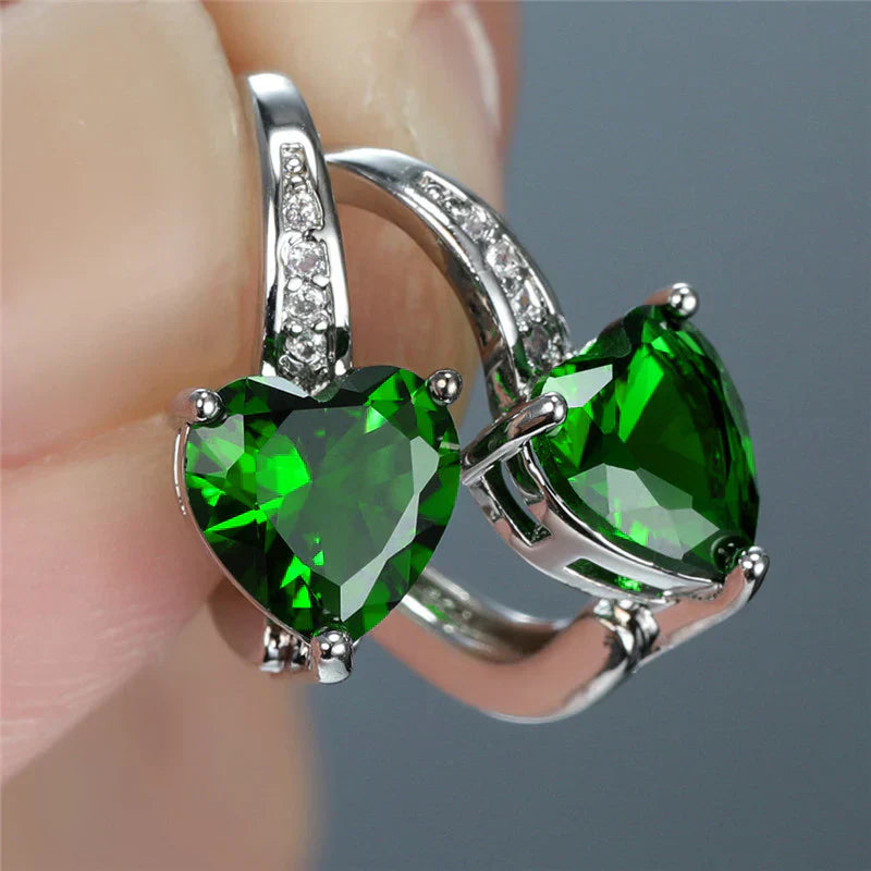 Pendientes Corazón Verde Lunar