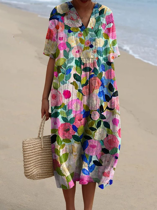 Margaret - Vestido Fluido con Estampado Floral de Jardín