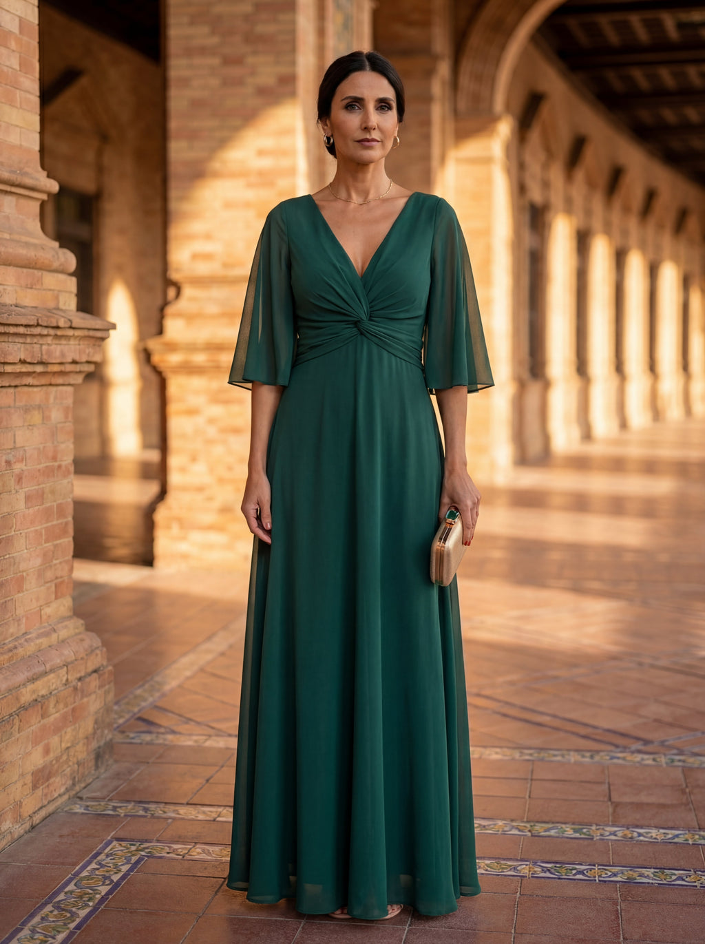 Vestido Lucía - Chifón con Escote en V