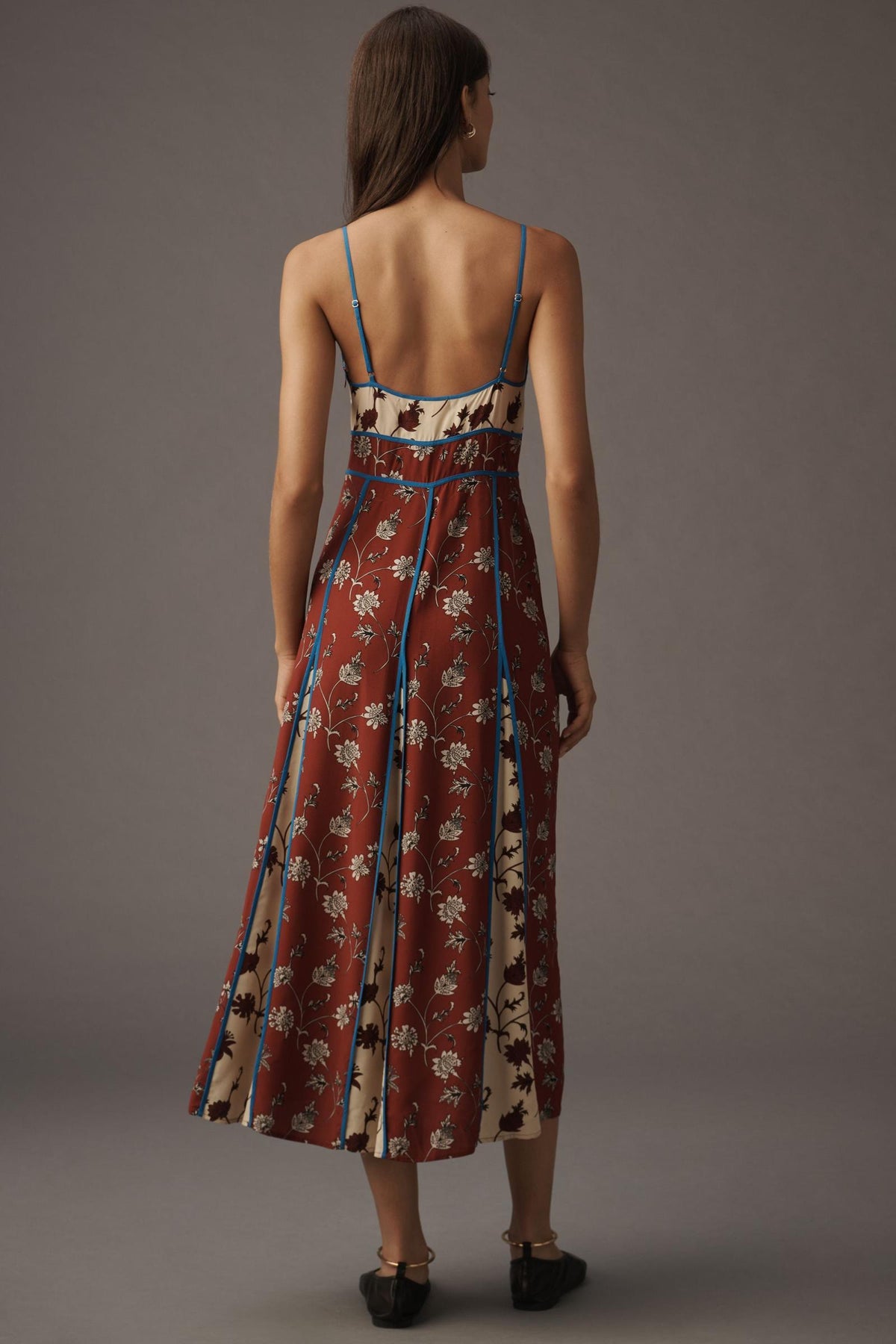 Vibrant Print Women's Midi Dress - V-Neck, Elegant