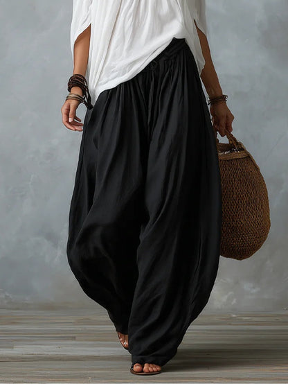 Conjunto de Top Blanco Hombros Descubiertos y Pantalón Linterna Holgado