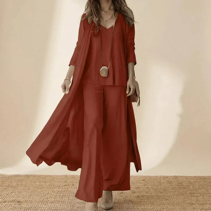 Raquel | Conjunto Suave de Tres Piezas con Túnica y Pantalón Ancho