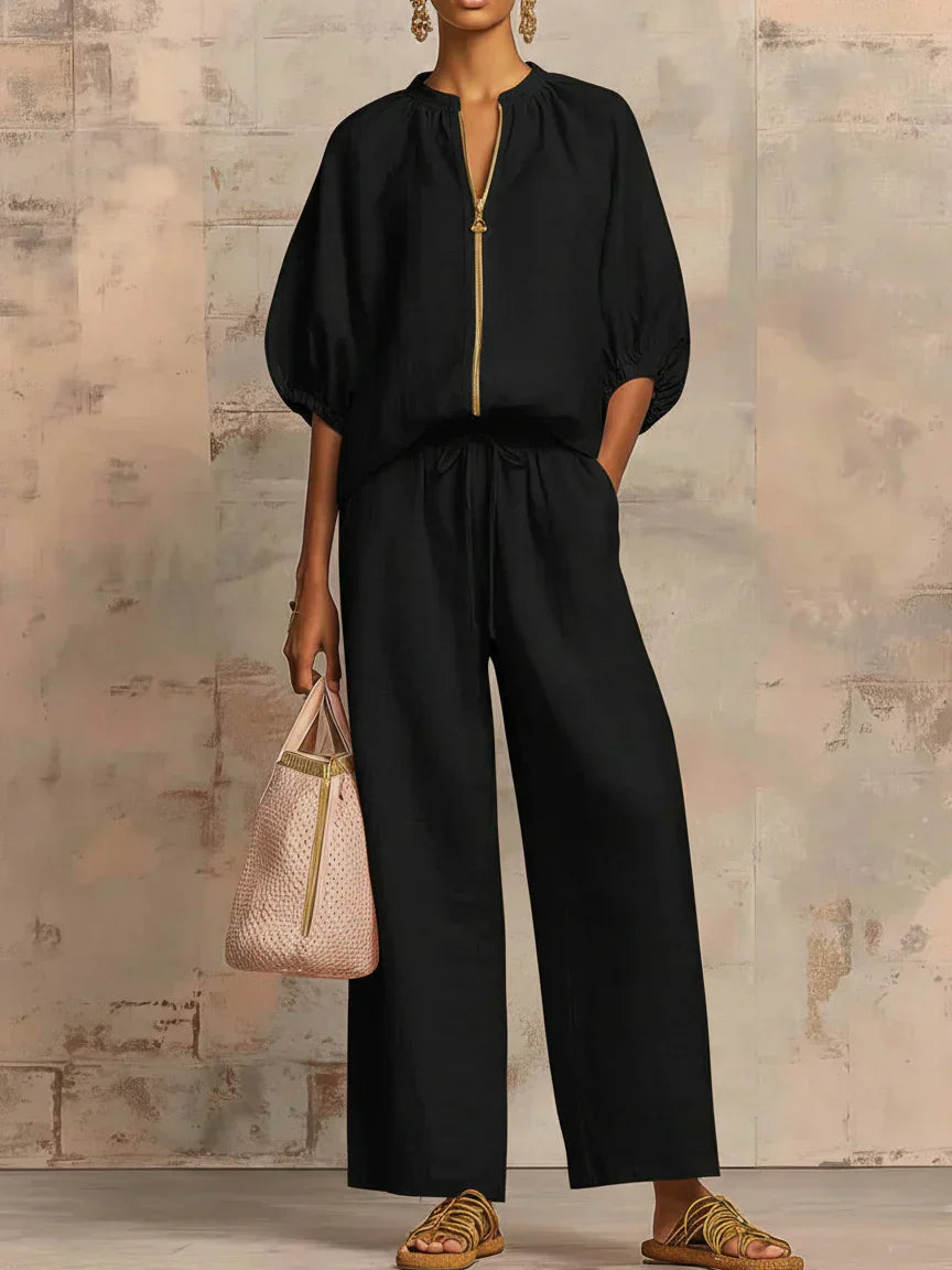 Alba | Conjunto Relajado de Camisa con Botones y Pantalón Ancho