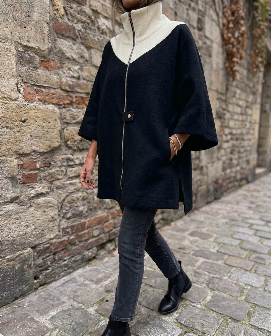 Chaqueta Casual con Cuello Alto y Cremallera