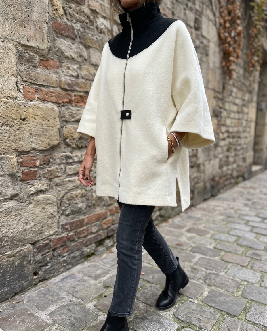 Chaqueta Casual con Cuello Alto y Cremallera