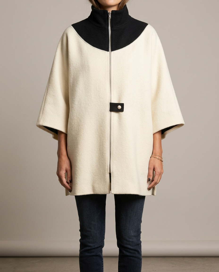 Chaqueta Casual con Cuello Alto y Cremallera